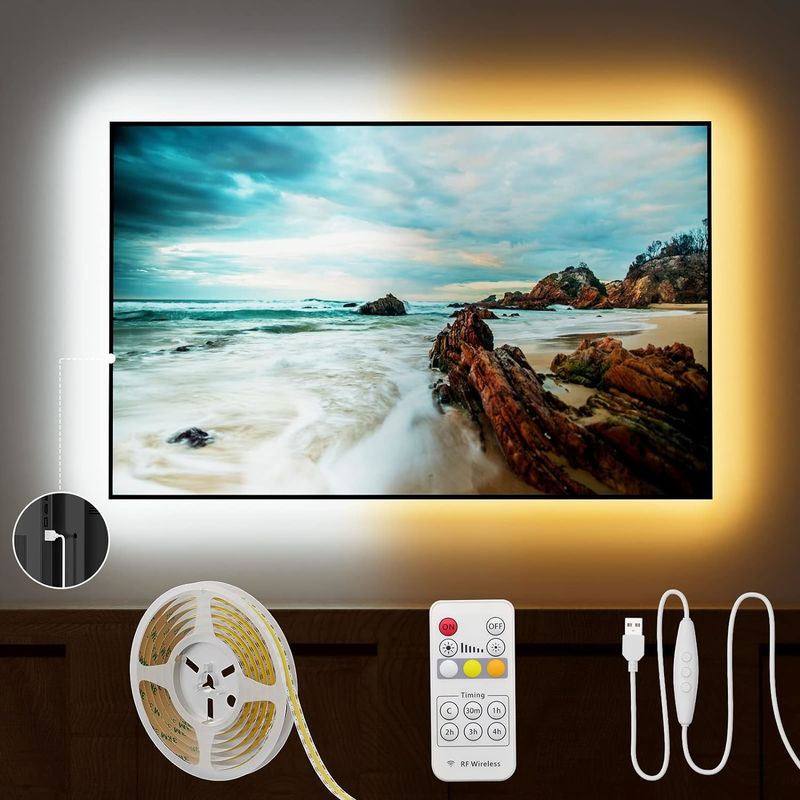 COB ضوء شريط LED CCT قابل للتوجيه 560LEDs CRI90 2m قابل للتخفيف 2700K-6500K 24V LED Tape Light Kit للغرفة النوم تحت الخزانة