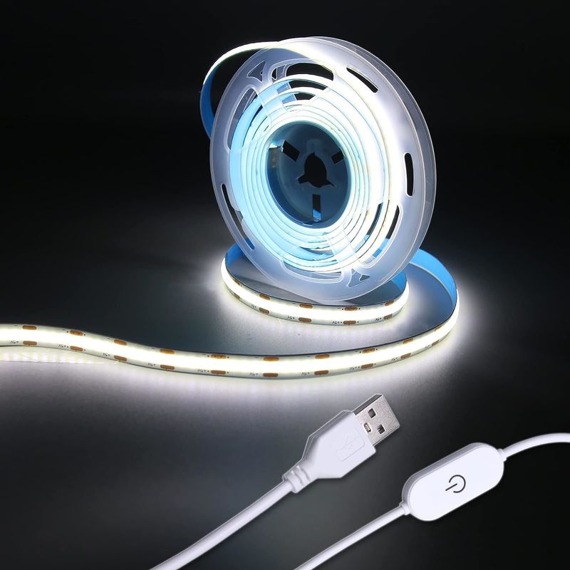 هونغ توب كوب مصاب بالاضواء 5 فولت USB 6.56ft / 2m 640LEDs لمسة بدون خطوة قابلة للتخفيف 6000K أبيض 13W