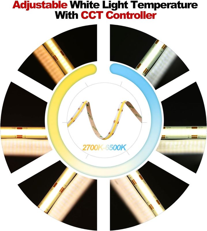560LEDs COB LED شريط 90 CRI CCT مرن COB 3M مع محول ومراقب RF مصغّر