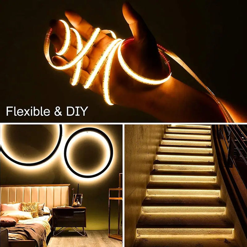 300 leds Dampproof قابل للتخصيص 90Ra بدون فولت COB LED شريط مع 4cm قطع الطول للإضاءة المنزلية