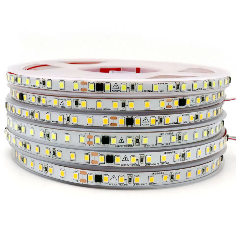 IP20 2835 220v LED Light Strip التيار العالي 8MM 120led / M 240led / M الوضوح العالي 2835 اللاصق الذاتي في أوروبا