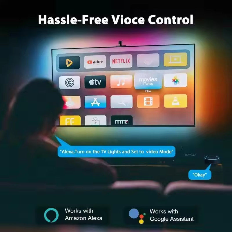 ديكور المنزل 3.8M 5M USB IP20 TV LED Backlights مع الموسيقى WIFI TUYA Smart Home APP Control
