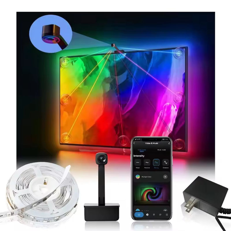 3.8m 12.5ft ROLL Alexa Google Home Ambient 55-65inches المساعد مزامنة Smart Wifi Immersion TV LED Backlights مع الكاميرا