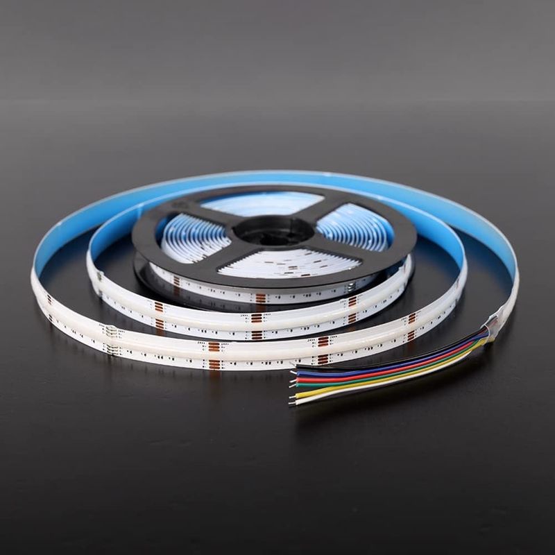 مرنة 21W / M الضوء القابل للتخفيف COB مصابيح الشريط LED RGBCCT 5M رول 35.71mm القطع