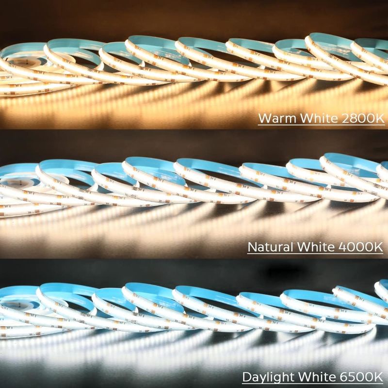 840 LEDs Ultra Bright / m 24V DC COB LED Strip Light 12mm Wide PCB للضوء المنزلي والتجاري