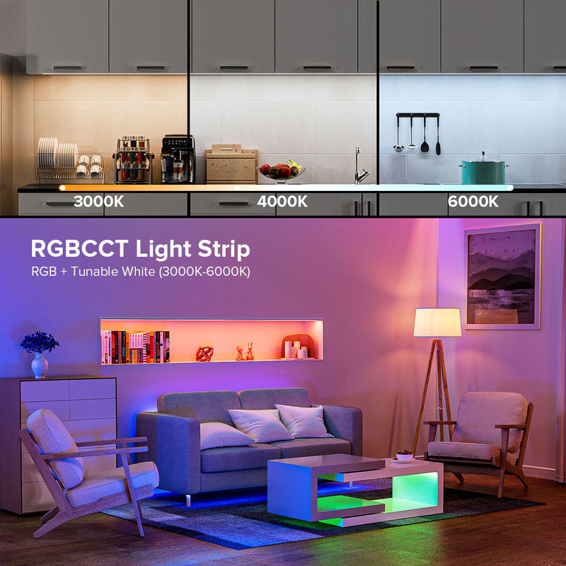 840 LEDs Ultra Bright / m 24V DC COB LED Strip Light 12mm Wide PCB للضوء المنزلي والتجاري