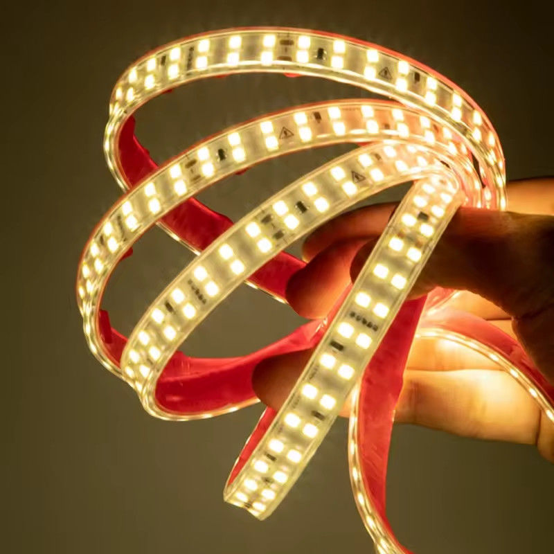 بدون سائق الجهد العالي 220 فولت بدون سائق شريط الضوء الملصق الذاتي 240 leds smd 2835 IP67 IP65 ضوء خط الزخرفي
