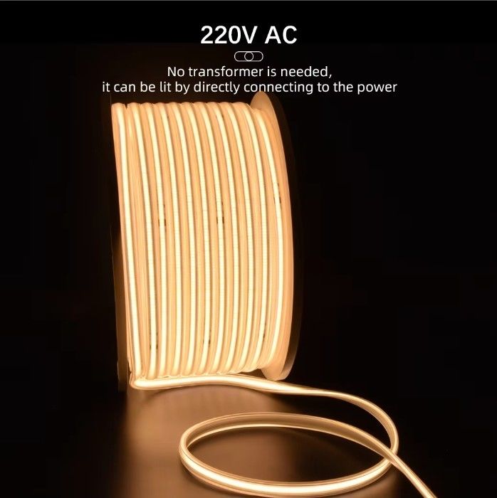 288 LEDs عالية الجهد 110 فولت 220 فولت مرنة COB LED الشريط الضوء 2700K 3000K 4000K 6000K