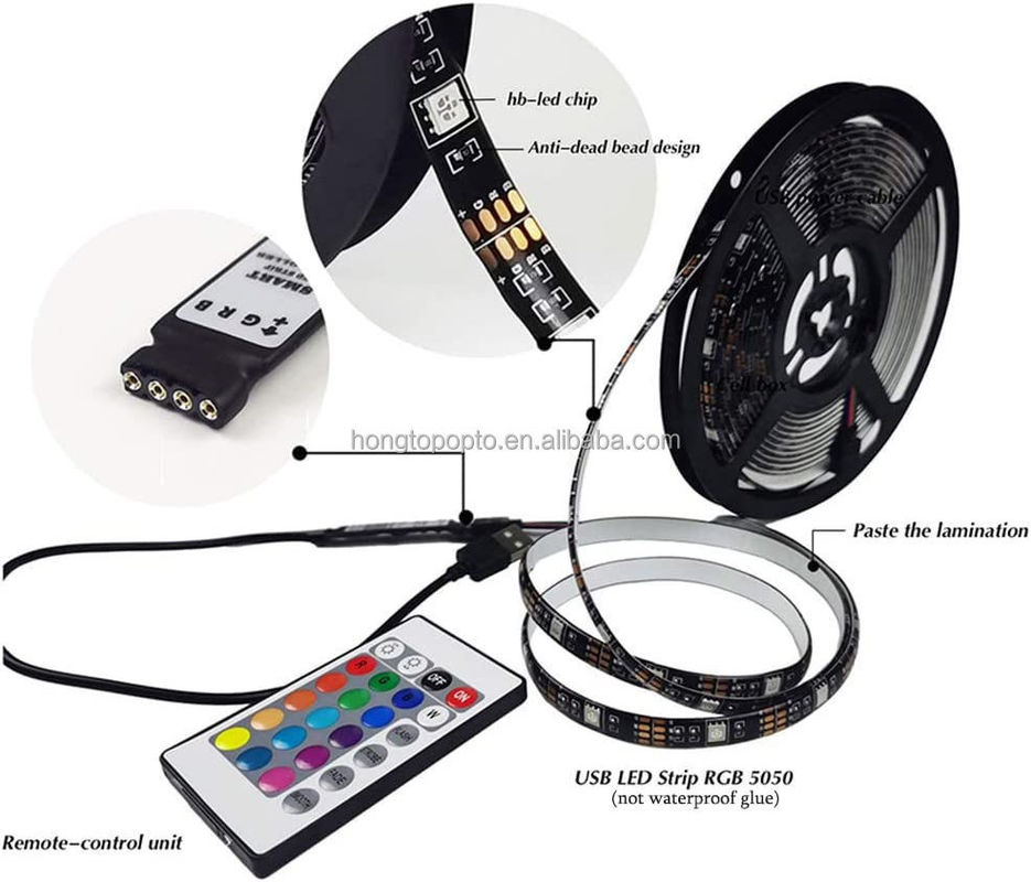 شريط LED ذكي للزخرفة 12 فولت 5 فولت USB التحكم في مزامنة الموسيقى ودرجة حرارة الألوان RGB