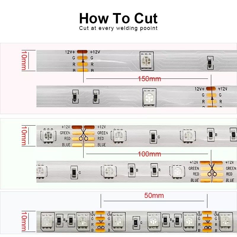 مضيئة الحانة المنزلية LED Light Strips دعم تصميم الحديقة 12V 32ft Smart 5050 RGB 1670