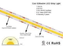 زاوية شعاع 120 درجة COB 320 LED 24V 8mm 10mm LED Strip Light لديكور الحديقة