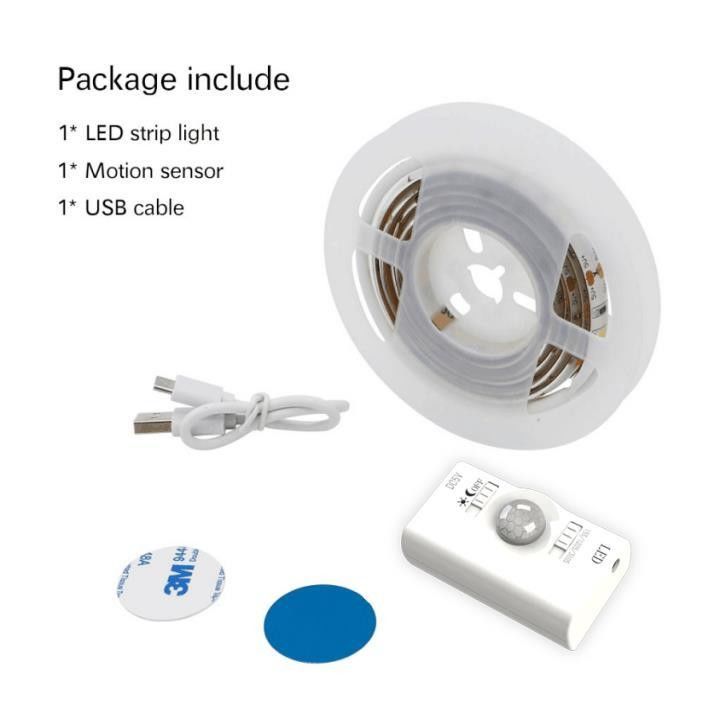 SMD2835 ضوء شريط LED مع جهاز استشعار الحركة 1m الطول USB قابلة لإعادة الشحن النهار والليلة وضع