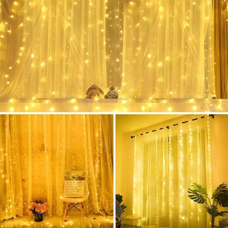 3500 كيلات ضوء ستارة LED أبيض دافئ لتزيين غرف النوم 3x2.4m 240d أوضاع طاقة USB