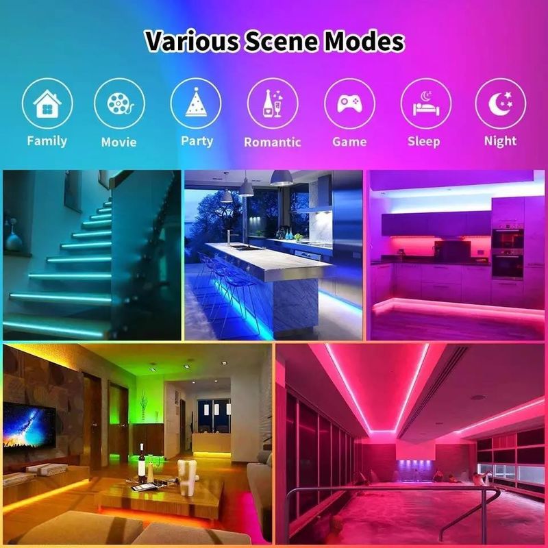 إضاءة طويلة الأمد مقاومة للماء IP65 30d / m 5050 RGB LED Light Strips مع جهاز التحكم عن بعد