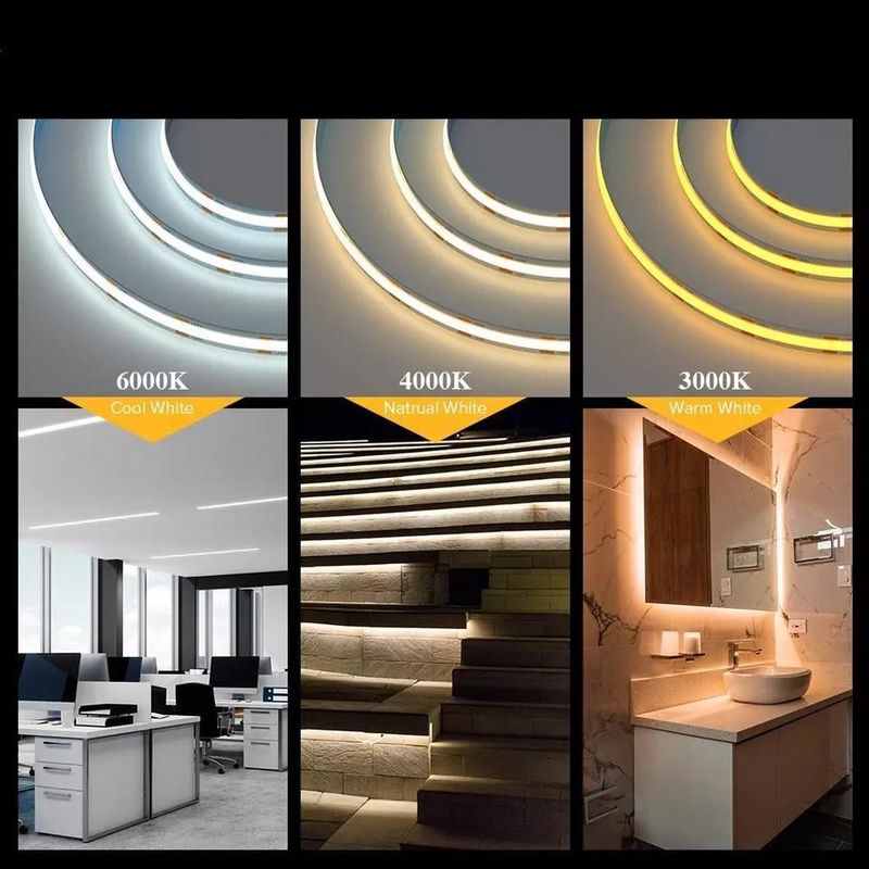 280 leds / متر 12v 24v 220v Rgbw Cob Light Strip Cob Led Strip طول الشريط 50meters / رول
