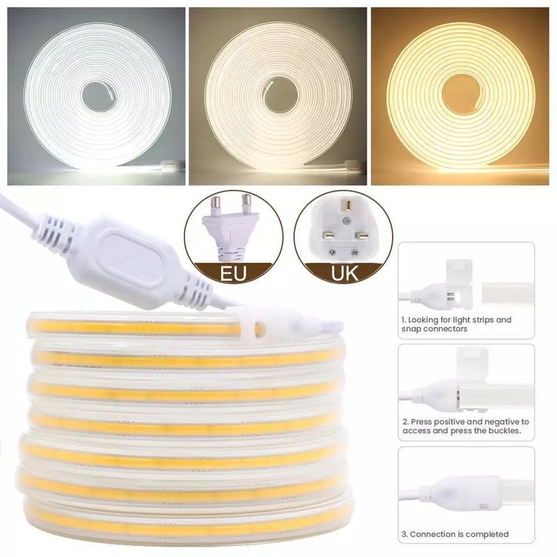 280 leds / متر 12v 24v 220v Rgbw Cob Light Strip Cob Led Strip طول الشريط 50meters / رول