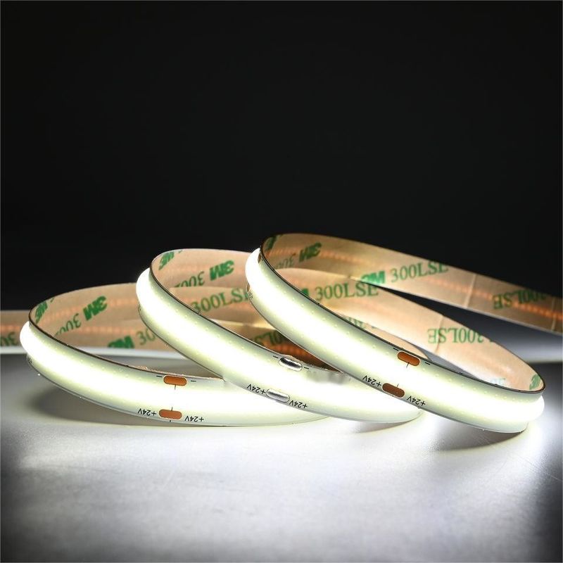 10m/roll خطوط مزدوجة 600 leds 12v 24v Ra80 12mm مرنة COB LED مرنة ضوء شريط