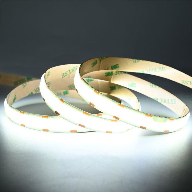 10m/roll خطوط مزدوجة 600 leds 12v 24v Ra80 12mm مرنة COB LED مرنة ضوء شريط