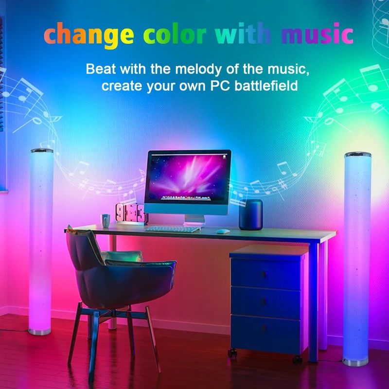 تطبيق Atmosphere Wifi المخصص ومصباح أرضية LED بالتحكم عن بعد لغرفة نوم المنزل الذكي