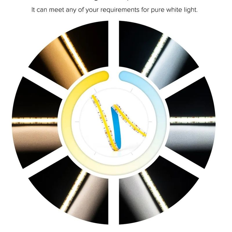 شريط LED COB قابل للتخفيف 12V 24V W WW 2700K 6000K للضوء الخزانة 5M 16.4ft الطويل