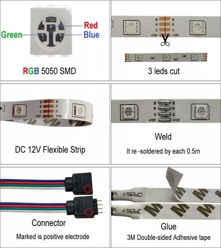 12 فولت 5 فولت 2835 5050 RGB WIFI Tuya Smart LED Light Strips موسيقي متزامن لتزيين المنزل الذكي