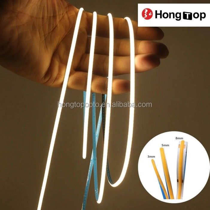 شريط ضوء LED COB أبيض دافئ أبيض أزرق أخضر مرن 3mm 5mm 8mm للكثافة العالية