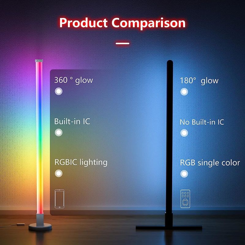 إضاءة المنزل الذكي RGBIC 3.5W مصباح أرضي LED ملون لغرفة النوم نسخة سطح المكتب 45 سم