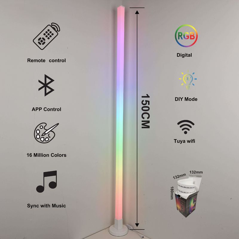 2024 Atmosphere Smart Home Light Rgb مصباح أرضي بقدرة LED مع قاعدة حديدية وجهاز تحكم عن بعد
