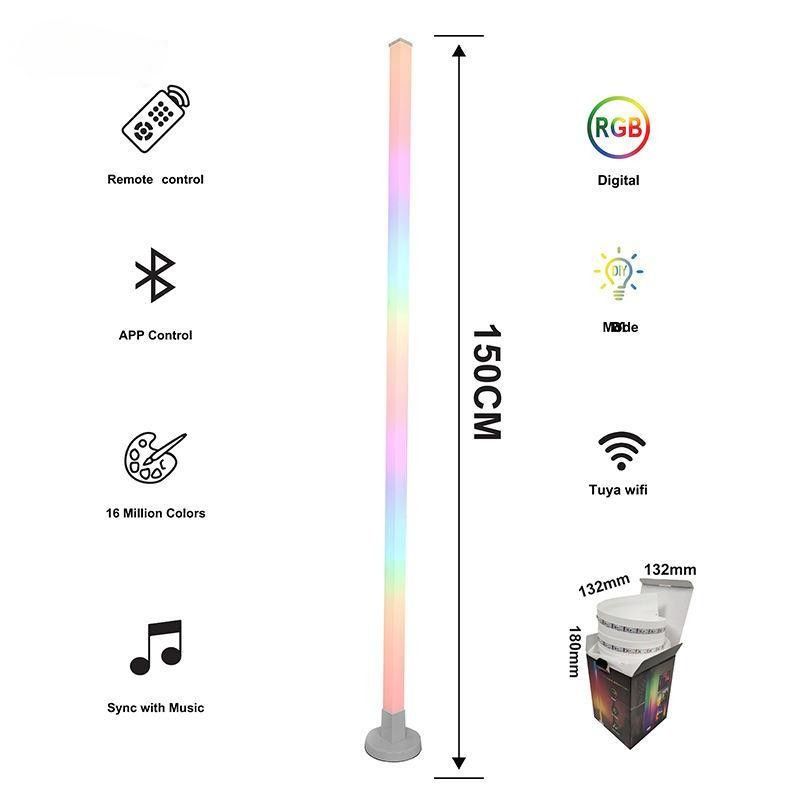 2024 Atmosphere Smart Home Light Rgb مصباح أرضي بقدرة LED مع قاعدة حديدية وجهاز تحكم عن بعد
