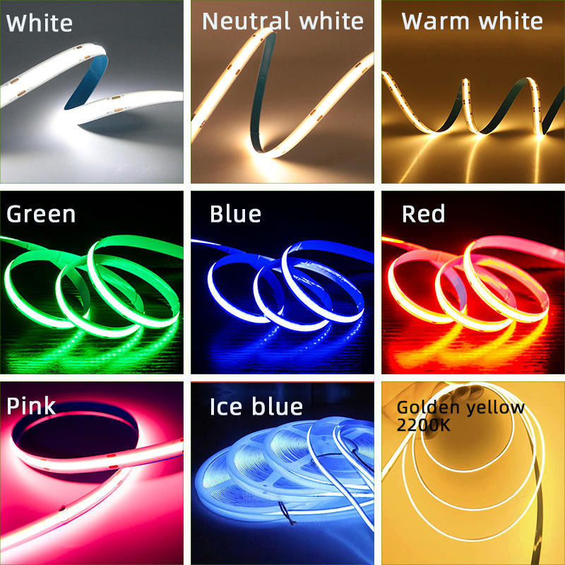 12 فولت 24 فولت RA 90 ضوء شريط LED عالي CRI 16.4FT شريط COB قابل للقطع مع تدفق 100lm / w