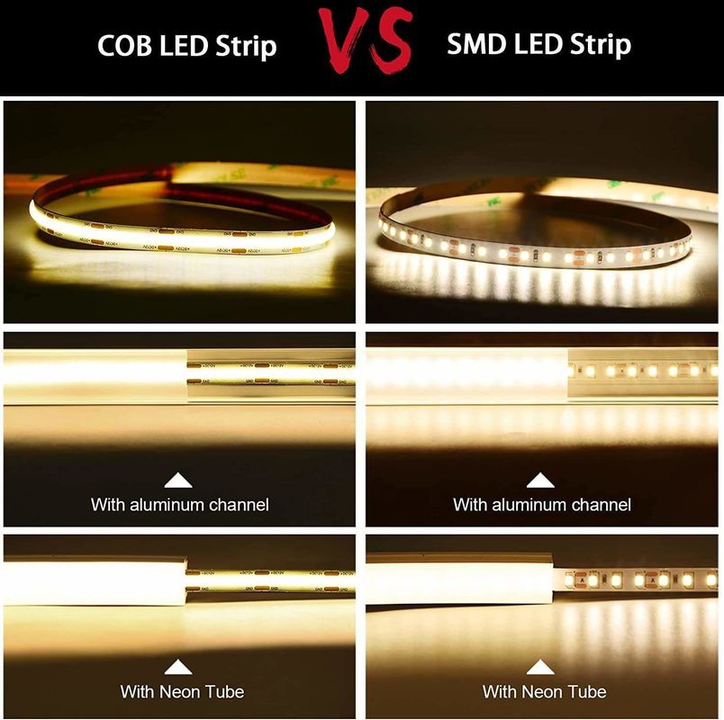 1000lm 12V 24V 5mm 8mm 10mm Cob Led Strip Light لمشروعات الإضاءة المنزلية DIY