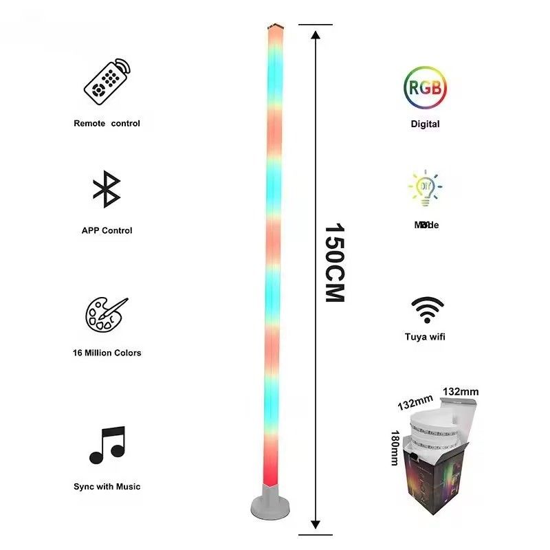 RGBIC بلوتوث تويا واي فاي تطبيق ذكي مصباح الركن LED للقاعة المعيشة 35*35*1500mm