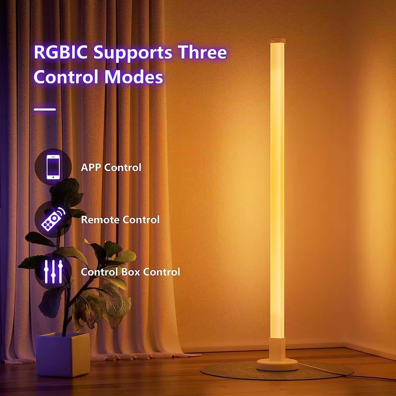 RGBIC بلوتوث تويا واي فاي تطبيق ذكي مصباح الركن LED للقاعة المعيشة 35*35*1500mm