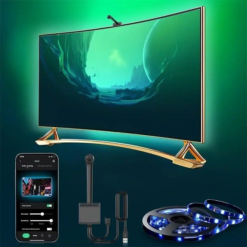 نوع LED Smd5050 Led Chip Atmosphere 16.4ft LED Strip Sync to Screen Music for Google TV الموسيقى الموجّهة إلى الشاشة