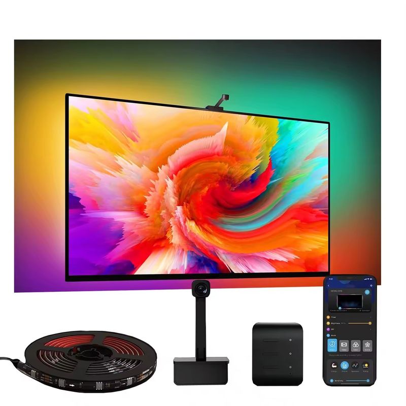 RGB الديكور بار LED التلفزيون الذكي الضوء الخلفي الشرائط أضواء مع كاميرا IP20 3.8m 12V للتلفزيون