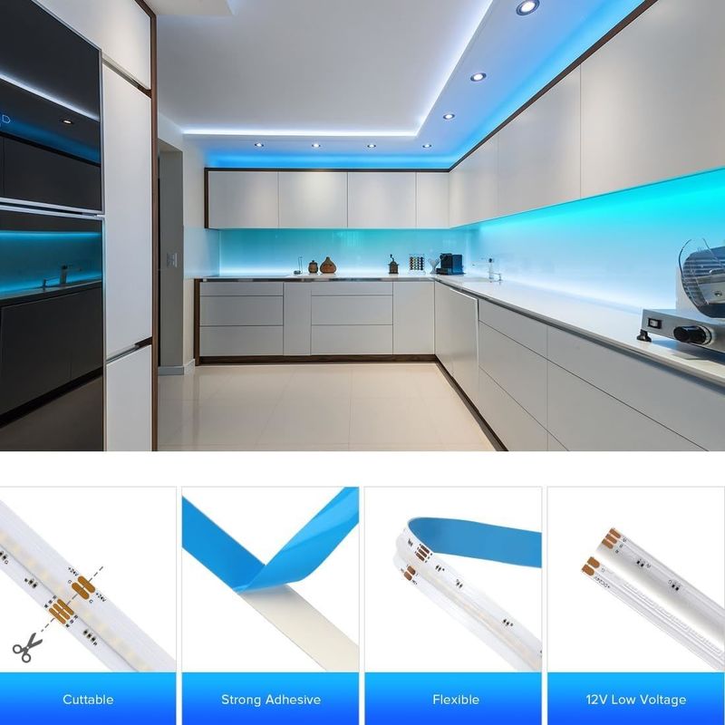 100lm/w مصباح كفاءة ضوئية RGBW 784leds Smart COB Led Strip لزيادة الجودة