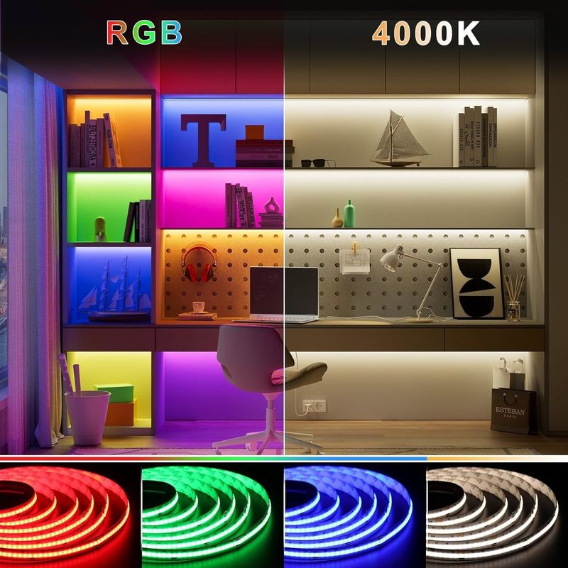 100lm/w مصباح كفاءة ضوئية RGBW 784leds Smart COB Led Strip لزيادة الجودة