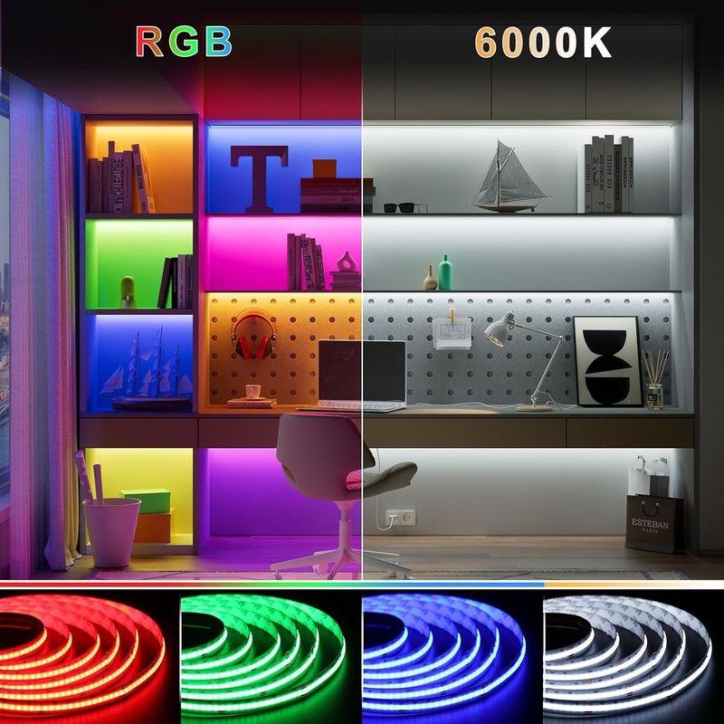 100lm/w مصباح كفاءة ضوئية RGBW 784leds Smart COB Led Strip لزيادة الجودة
