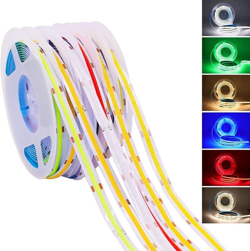 320leds/m 90Ra 5mm العرض 12V 24V مرنة COB LED الشريط الضوء 2700K 3000K 4000K 6000K