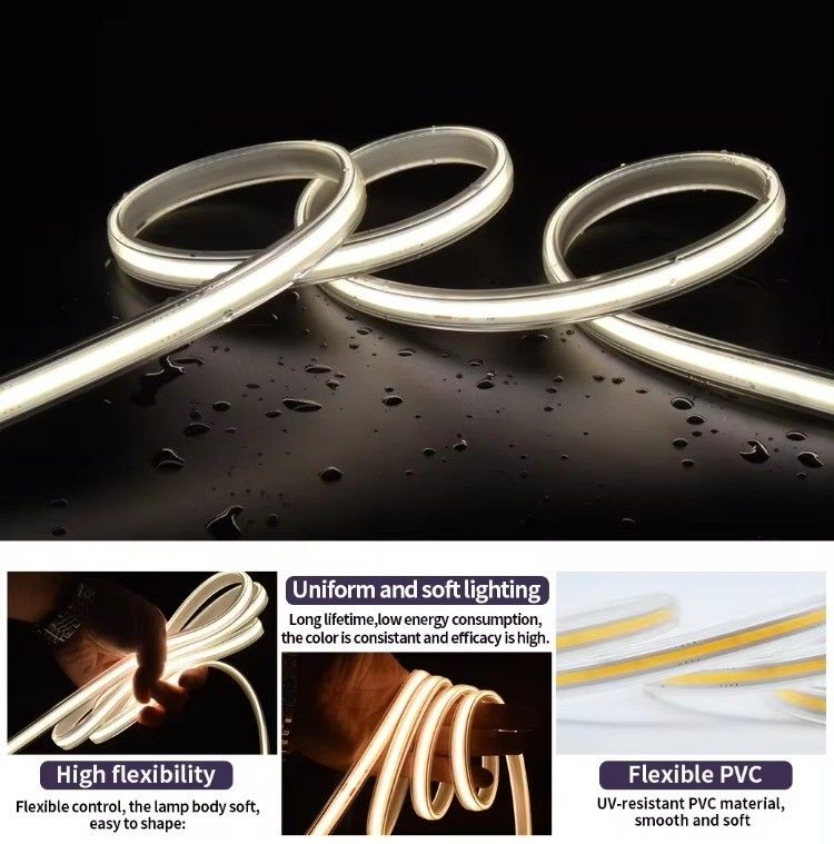 مضاد للماء COB LED الشريط الضوء 3000K 4000K 6500K 220V 110V دعم الضبابية -45 50 درجة حرارة العمل