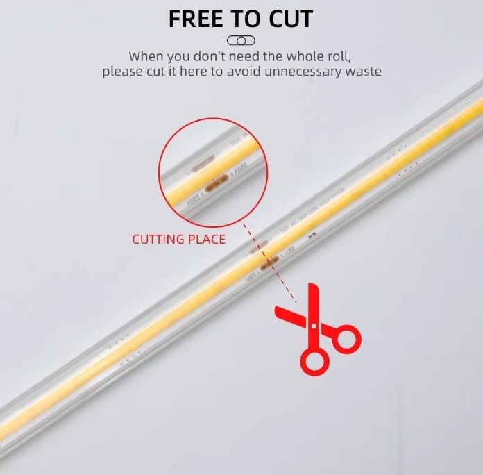 شريط LED COB عالي الجهد 50m / roll 100m / roll DEFAULT دعم ضبابي IP65 مقاوم للماء